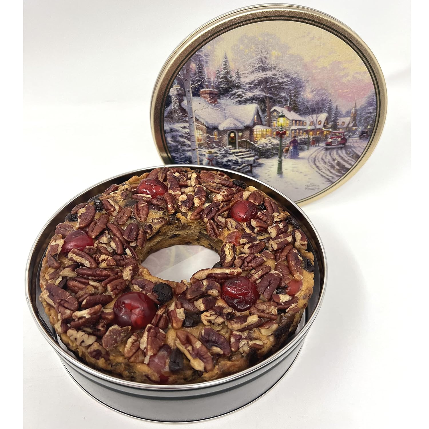 Jane Parker Fruitcake Bourbon and Rum Fruit Cake 2 Pound (32 Ounce) Ring in a Collectible Holiday Tin-Holiday-Christmas Cake-The Best Fruitcake You Can Buy