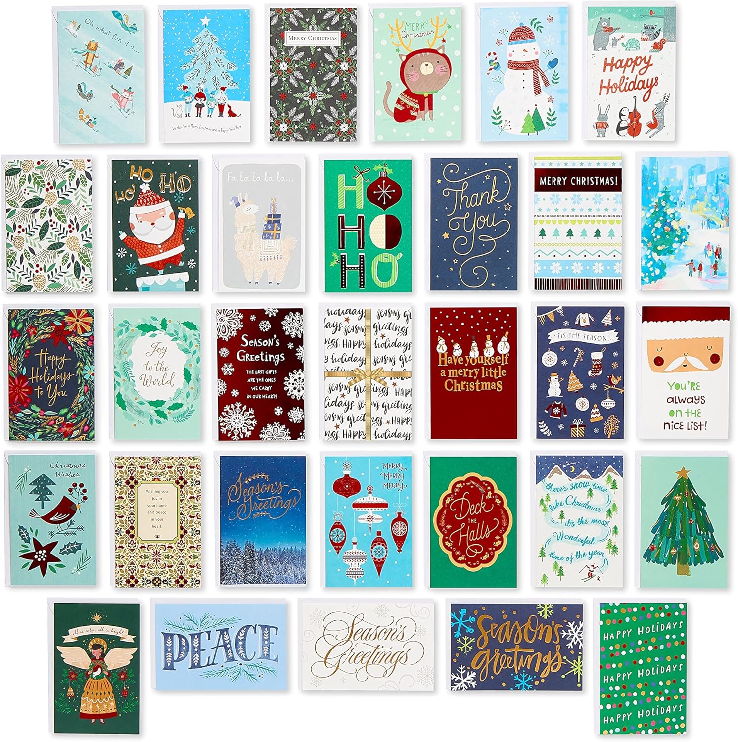 American Greetings Deluxe Christmas and Holiday Cards with Keepsake Box, Cheerful Variety (32-Count)