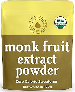 NatriSweet Organic Monk Fruit Extract, 3.5 oz, Pure Monk Fruit Sweetener Organic with No Erythritol, No Fillers, Zero Calo...