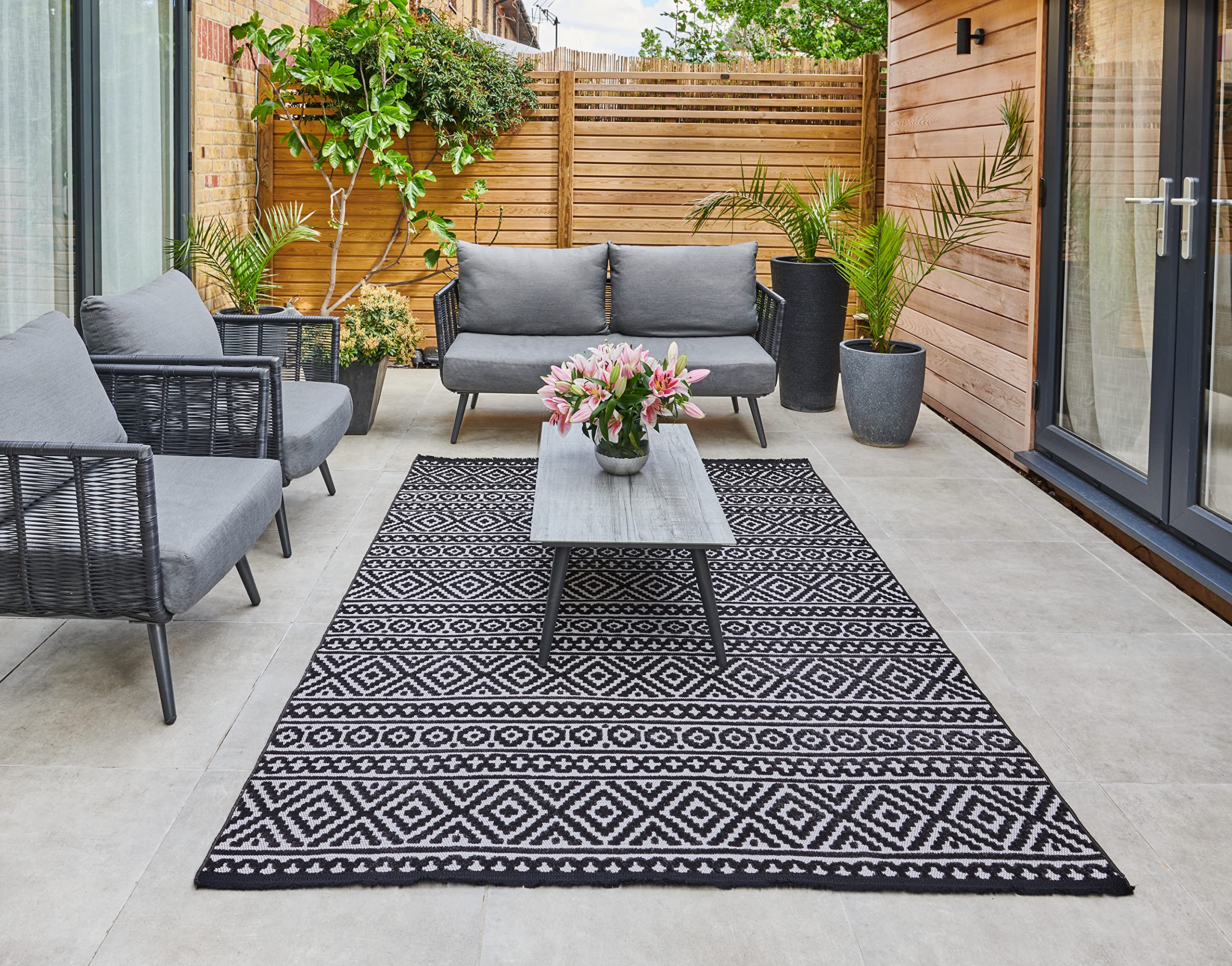 Jazz Traditional Indoor Outdoor Rug Grey