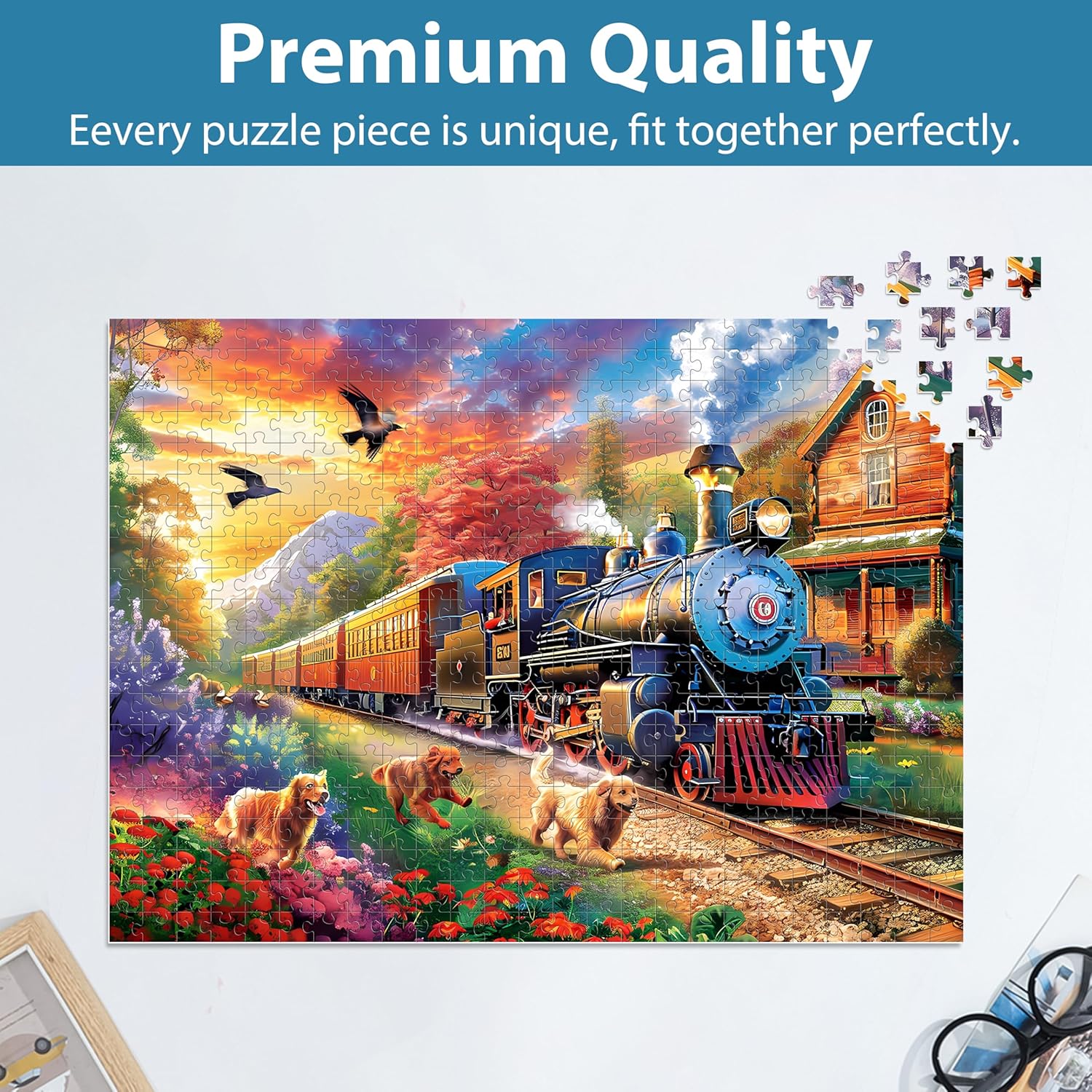 500 Piece Puzzles for Adults, Jigsaw Puzzles 500 Pieces, Dogs Puzzle 500 Pieces for Adults, Train Jigsaw Puzzle Funny Challenging, Great Gift for Family Friends, 21 x 15 in