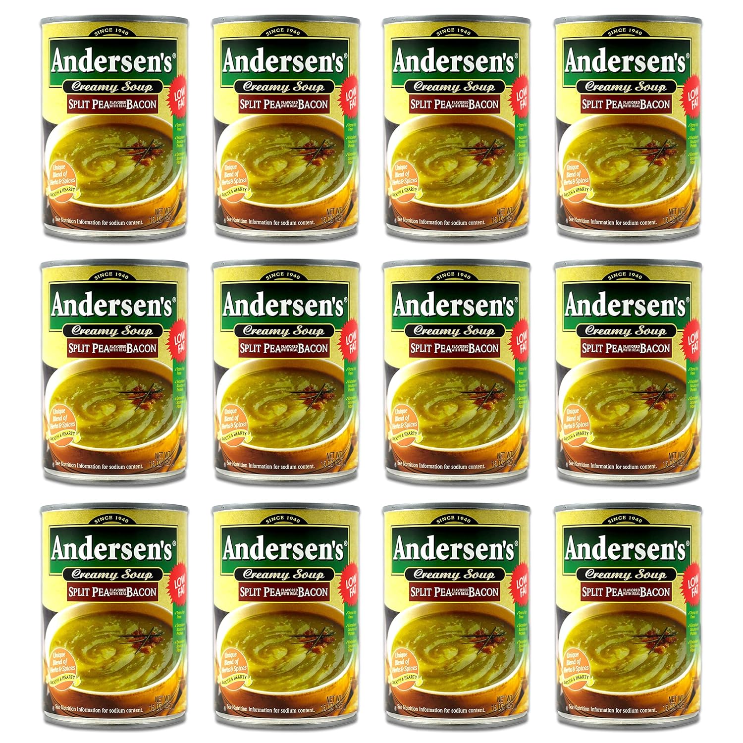 Andersen's Split Pea with Bacon Soup 15 oz 12 pack