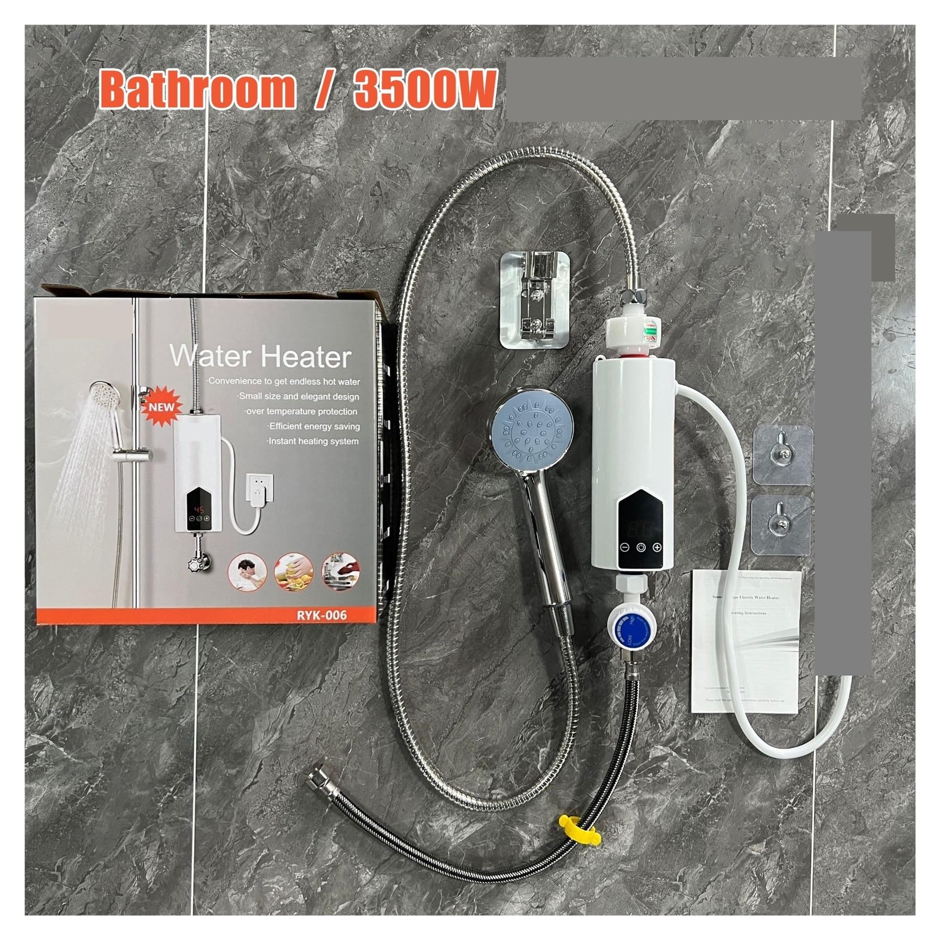 Elektryczny podgrzewacz wody przepływowy, 5500W Kuchnia Łazienka Natychmiastowy Elektryczny Kran Z Podgrzewaczem Wody Natychmiastowy Bezzbiornikowy Podgrzewacz Ciepłej Wody Z Kranu Prysznic do pryszni