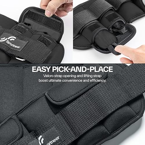 Miniatura 17 de Sportneer Upgrade Adjustable Ankle and Wrist Weights for Women and Men 1-7 lbs / 1-10 lbs Set Comfortable, Secure Fit for Walking, Running, Negro