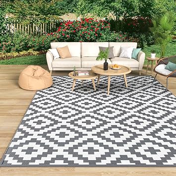 Outdoor Rug for Patios Waterproof 120x180cm, Reversible