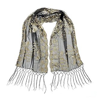 Sanmoury Women's 1920s Sequin Shawl Wraps Fringe Glittering