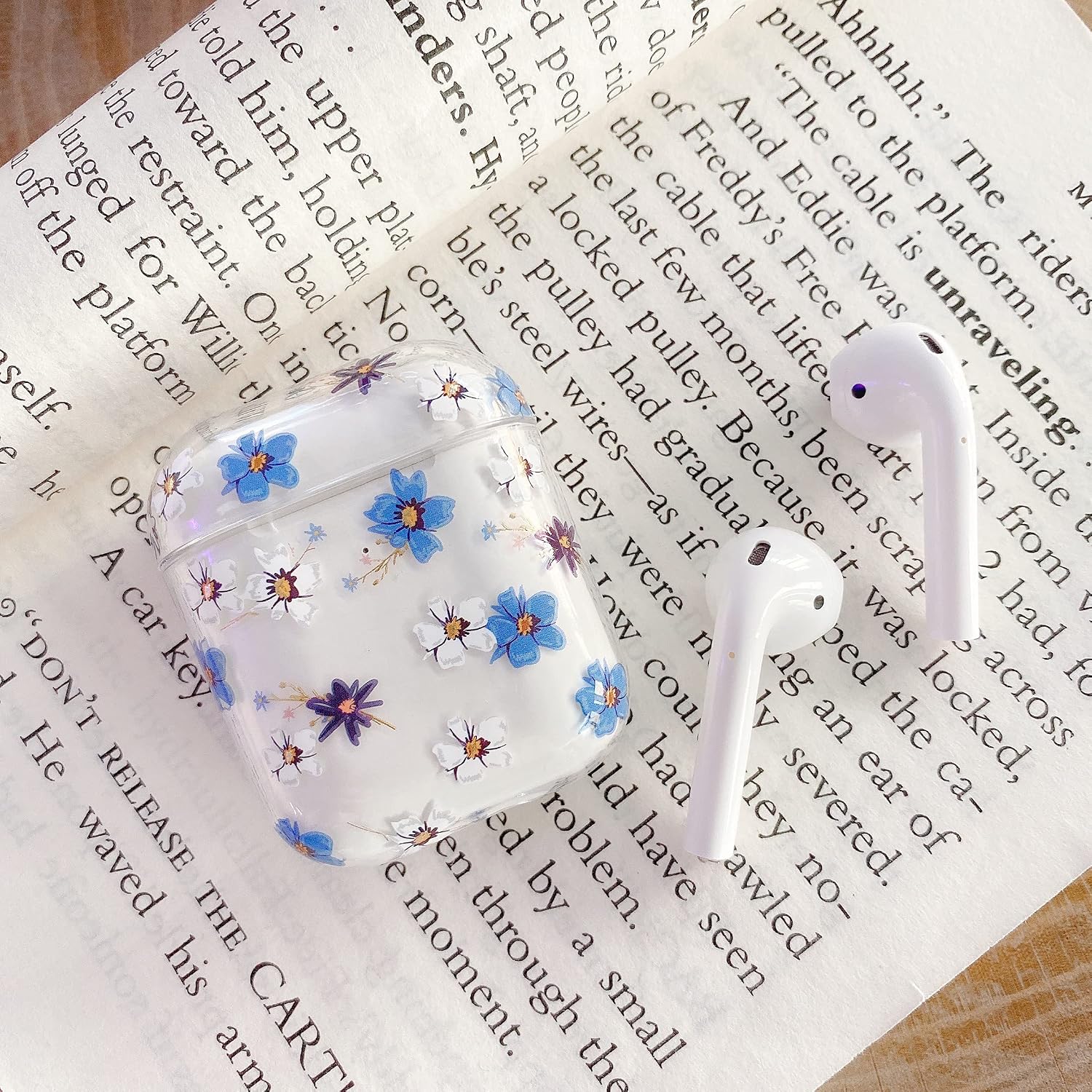 ZTUOK Compatible with AirPods 1&2 Case for Women Girls Cute Clear Flower Pattern PC Cover With Glossy Anti-dust Shockproof Protective Case for AirPods 1&2 - Image 4