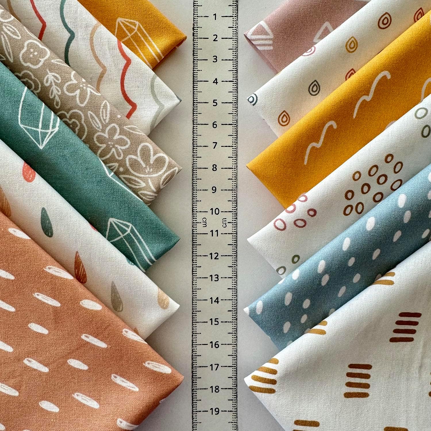 Soft Pastel Abstract Patchwork Cotton Fabric Set – 60 Pre-Cut 8×8 inch Squares, Eco-Printed 100% Cotton 140 GSM