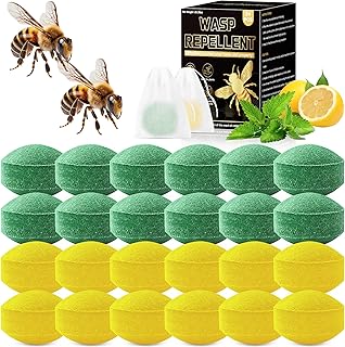 24 Pack Natural Wasp and Bee Repellent Outdoor, Peppermint Oil Carpenter Bee Repellent for Yellow Jackets, Hornets, Mud Wasps Deterrent for Indoor Outdoor Patio Garden Porch, Pet and Human Safe