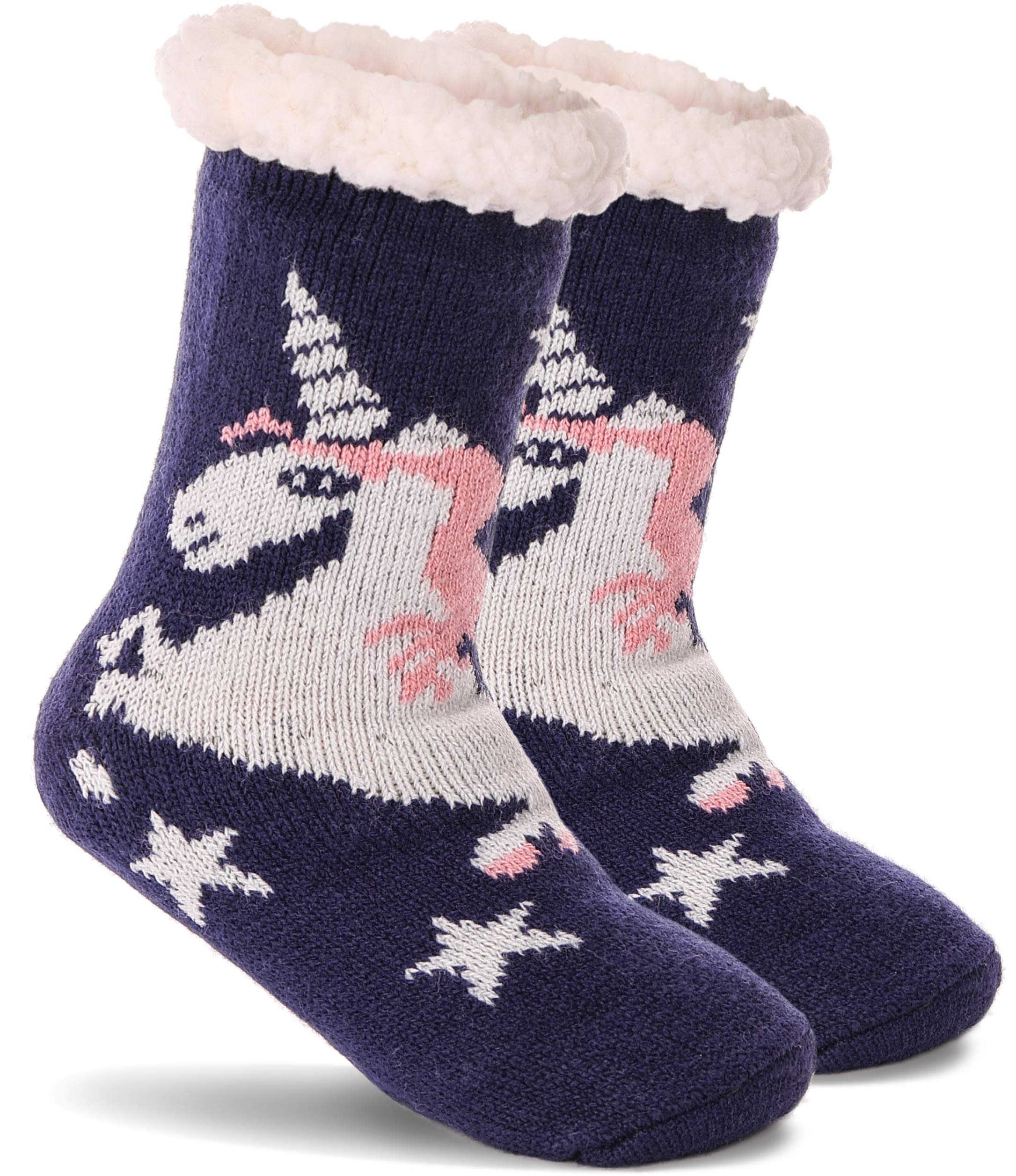 MOGGEI Girls Slipper Fuzzy Socks Kids Boys Fluffy Fleece Lined Warm Plush Sherpa Winter Child Home Socks