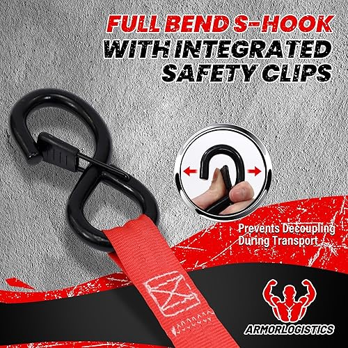 Miniatura 3 de Paquete de 4 correas de trinquete retráctiles, correas de trinquete automáticas de 1 pulgada x 12 pies para motocicleta, kayak y camiones,