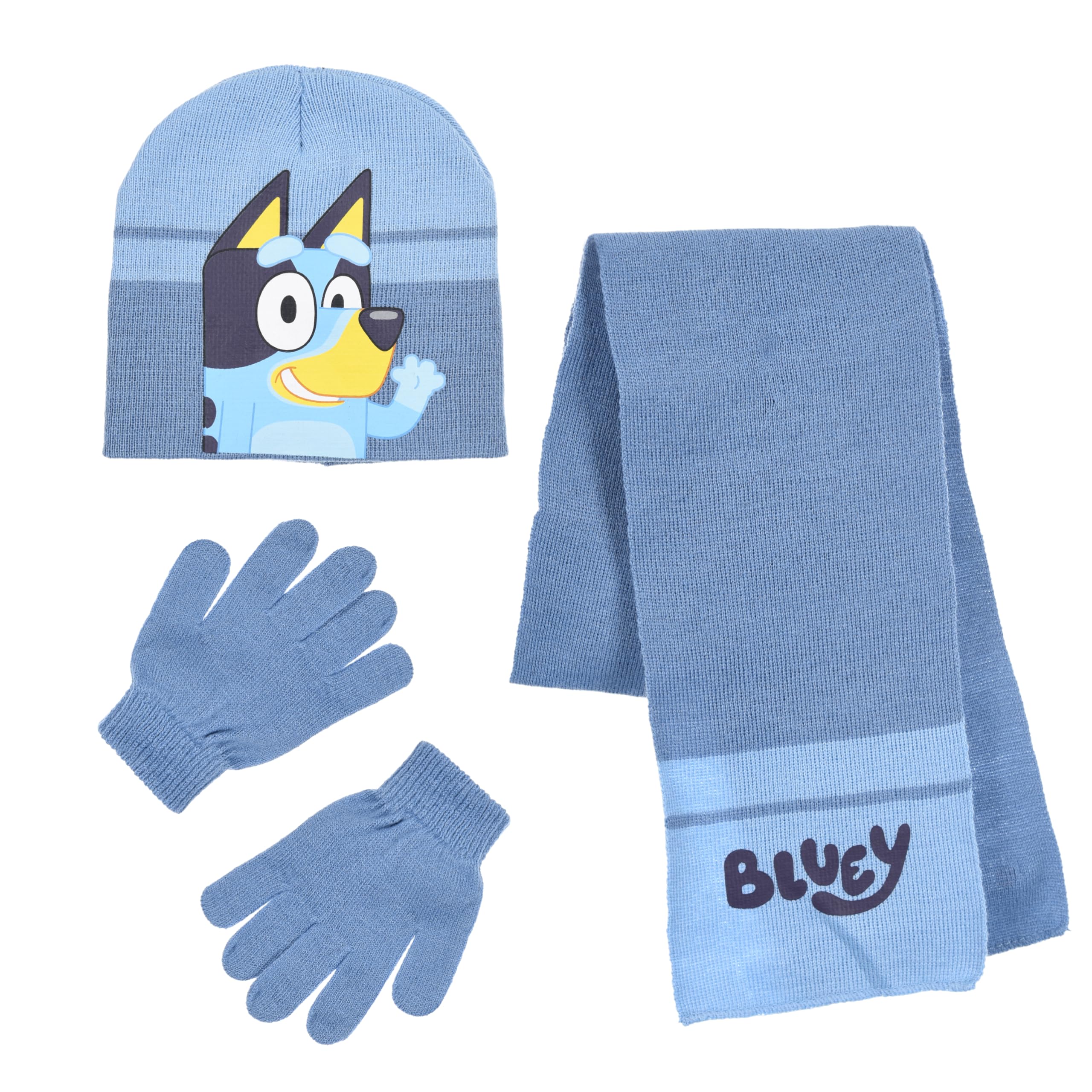 Bluey Girls Blue Y Children's Hat Scarf And Gloves, Winter Set For Hat Scarf And Gloves, Children's Winter Accessories, Gift For Children, 6 1/2