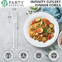 Vista 134 de Party Bargains Disposable Plastic Black Gold Cutlery Set, Infinity Modern Design Utensils, 40 Pack: 16 Forks, 8 Knives, 16 Spoons
