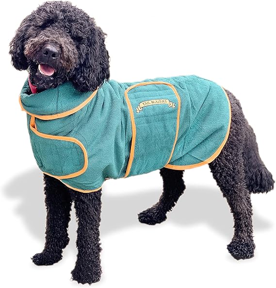 TAIL BLAZERS™ Quality Dog Drying Coat Keeps Dog Warm After Walking, Rain Or A Shower. Dogs Bath