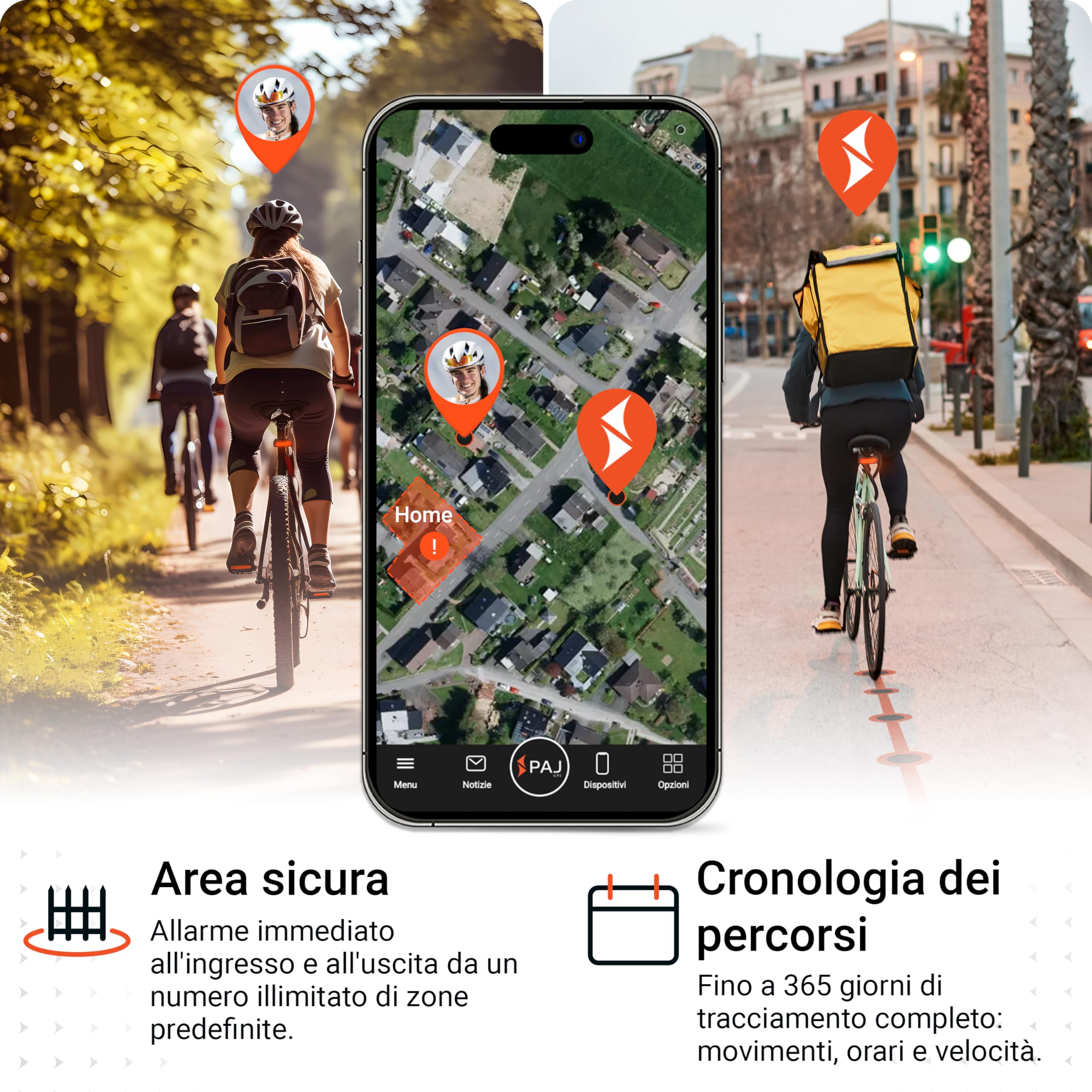 PAJ Tracker Fanale Posteriore 4G – Localizzatore GPS Bici, 3 Mesi Abbonamento Premium Inclusi, Tracking Tempo Reale, Allarme Caduta, Storico Percorsi, Geofence – Impermeabile, Fino A 20gg di Batteria