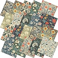 Hahafelt 10pcs 20x20 William Morris Flowers Quilting Fabric Bundles - Vintage Floral Precut Fat Quarters for Sewing DIY Crafts