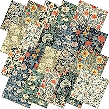 Hahafelt 10 Pcs 20''x20'' William Morris Flowers Quilting Fabric Bundles Vintage Floral Fat Quarters by The Yard Flower Fabrics Precut Quilted Patchwork for Spring Sewing DIY Craft Decor