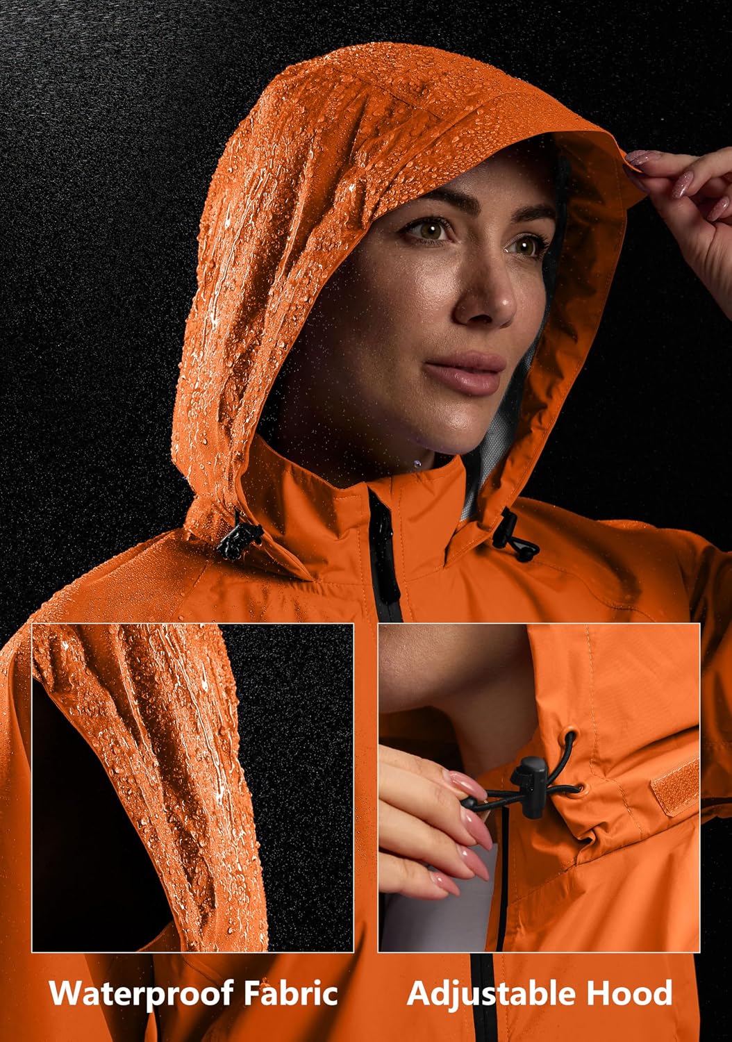 Bikewa Women's Cycling Rain Jackets Waterproof Windbreaker Lightweight Running Windproof Reflective Jacket Packable Hooded image 3
