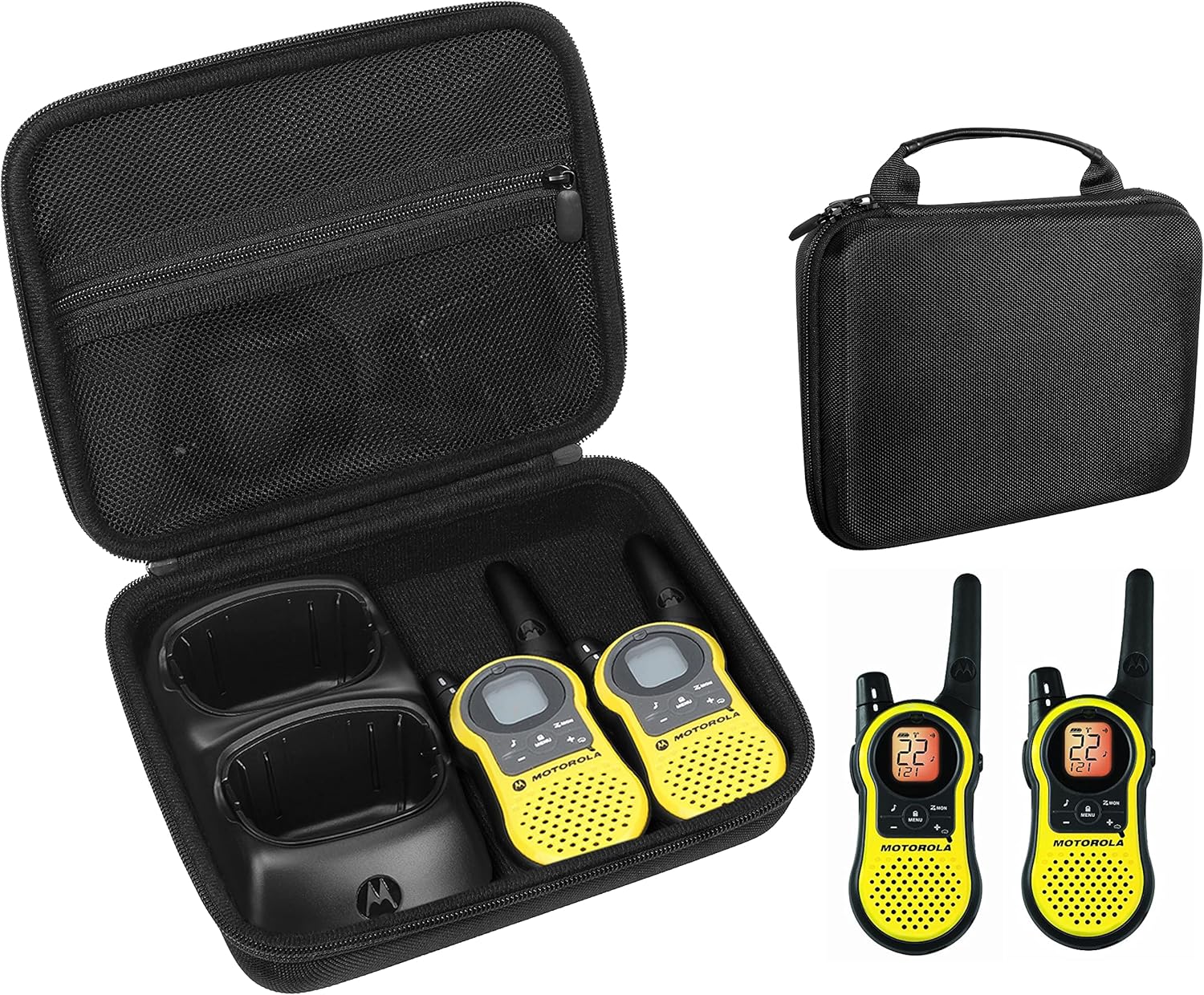 Two Way Radio Speaker Case for Walkie Talkie Like Motorola, Sokos, Uniden, FLOUREON, Midland, Dimy, Galwad, Aikmi, BETECH and Others, mesh Pocket for Cable and Accessories, Featured Carrying Handle : Electronics