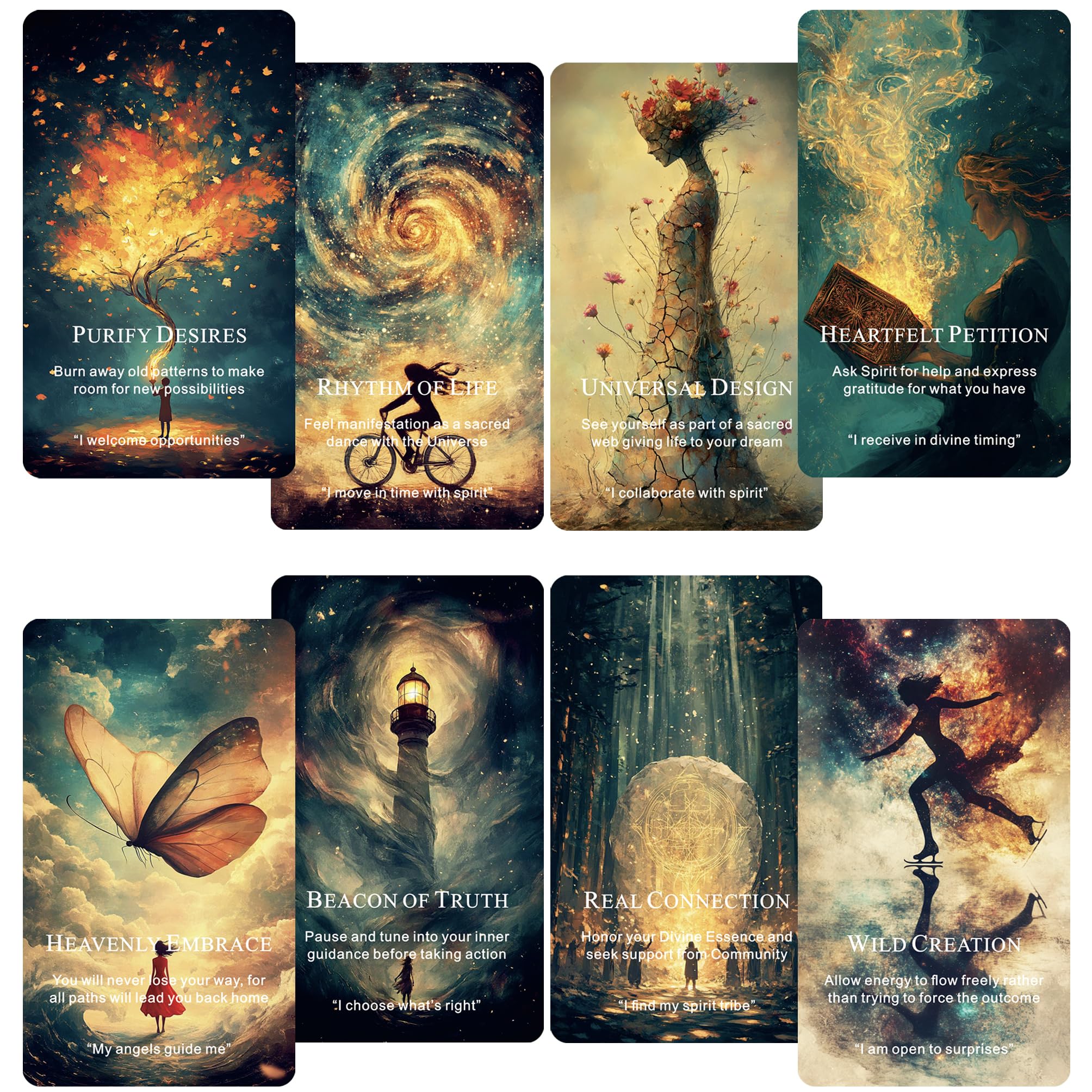 Tmenreiy Mystic Manifesting Oracle Deck, Oracle Cards for Co-Creating Your Future With Spirit, Colorful, 13 cm x 8 cm