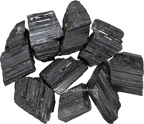 Miniatura 2 de Amazing Gemstone Black Tourmaline Crystals Rough Stone in Bulk, 12lb Large Pieces Turmalina Negra Piedra Originales, Large Black Tourmaline Crystal