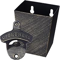 Vista 10 de Abridor de cerveza de acero inoxidable montado en la pared con tapa colector drenado estrecho (plata cepillada)