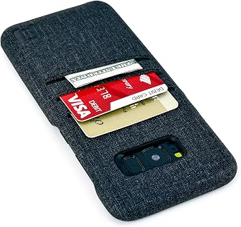 Dockem Wallet Case for Samsung Galaxy S8 - Minimalist Synthetic Leather Card Case, Canvas Twill Styling, Slim Professional Executive Cover with 2 Card Holder Slots, 1 Cash Pocket, [Black]
