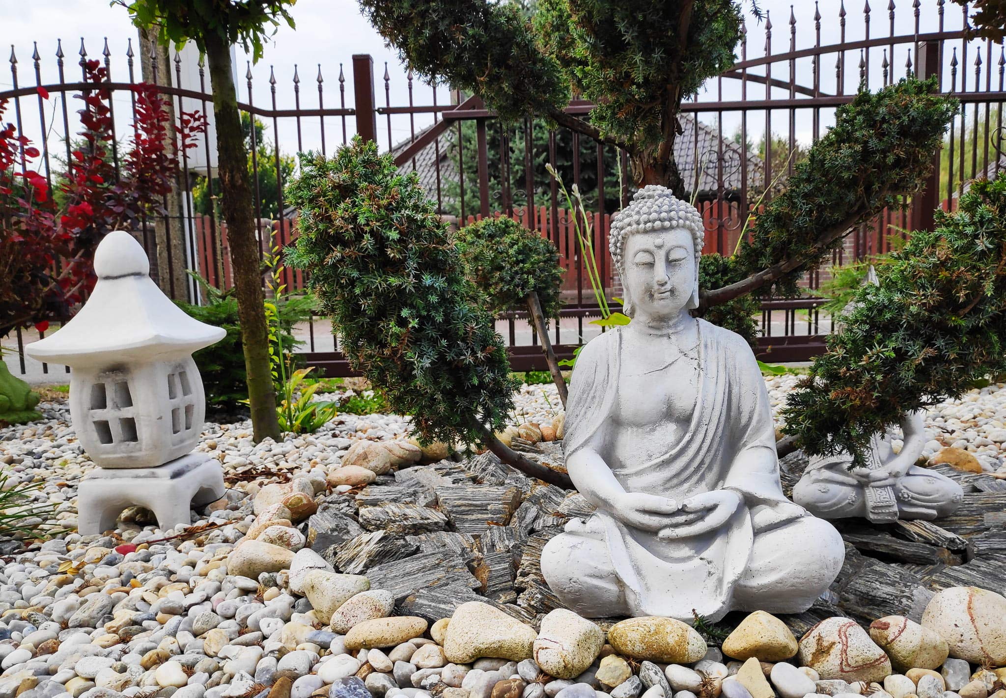 Figurine d'ornement de Jardin en Pierre Statue de Bouddha méditant - Seat Shakyamuni