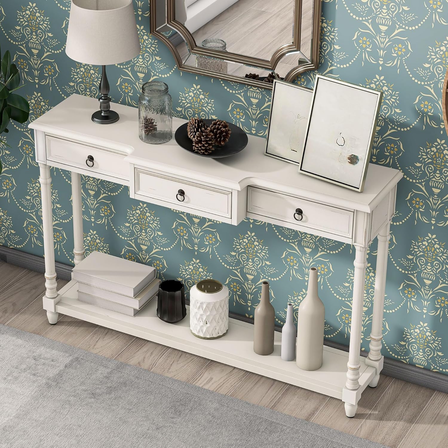 Merax Narrow Console Table, 51" Long Entryway Table with 3 Storage