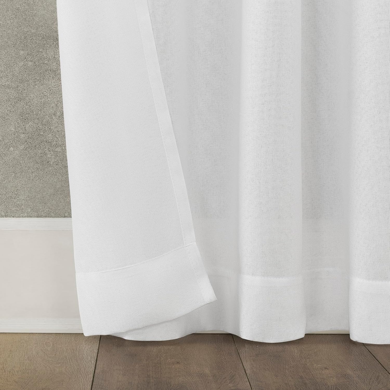 No. 918 Reman 2-Pack Twist Tab Linen Texture Semi-Sheer Tab Top Curtain Panel Pair, 40" x 84", White