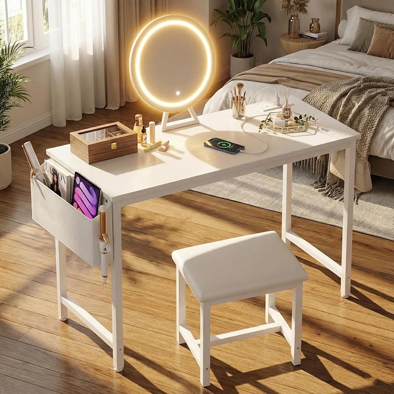 KAI-ROAD Makeup Vanity Set with Mirror & Stool Now $69.99 at Amazon