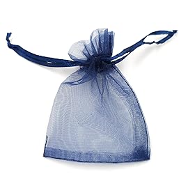 ATCG 50pcs 8x12 Inches Large Drawstring Sheer Organza Bags Decoration Festival Wedding Party Favor Makeup Pouches (Navy Blue)