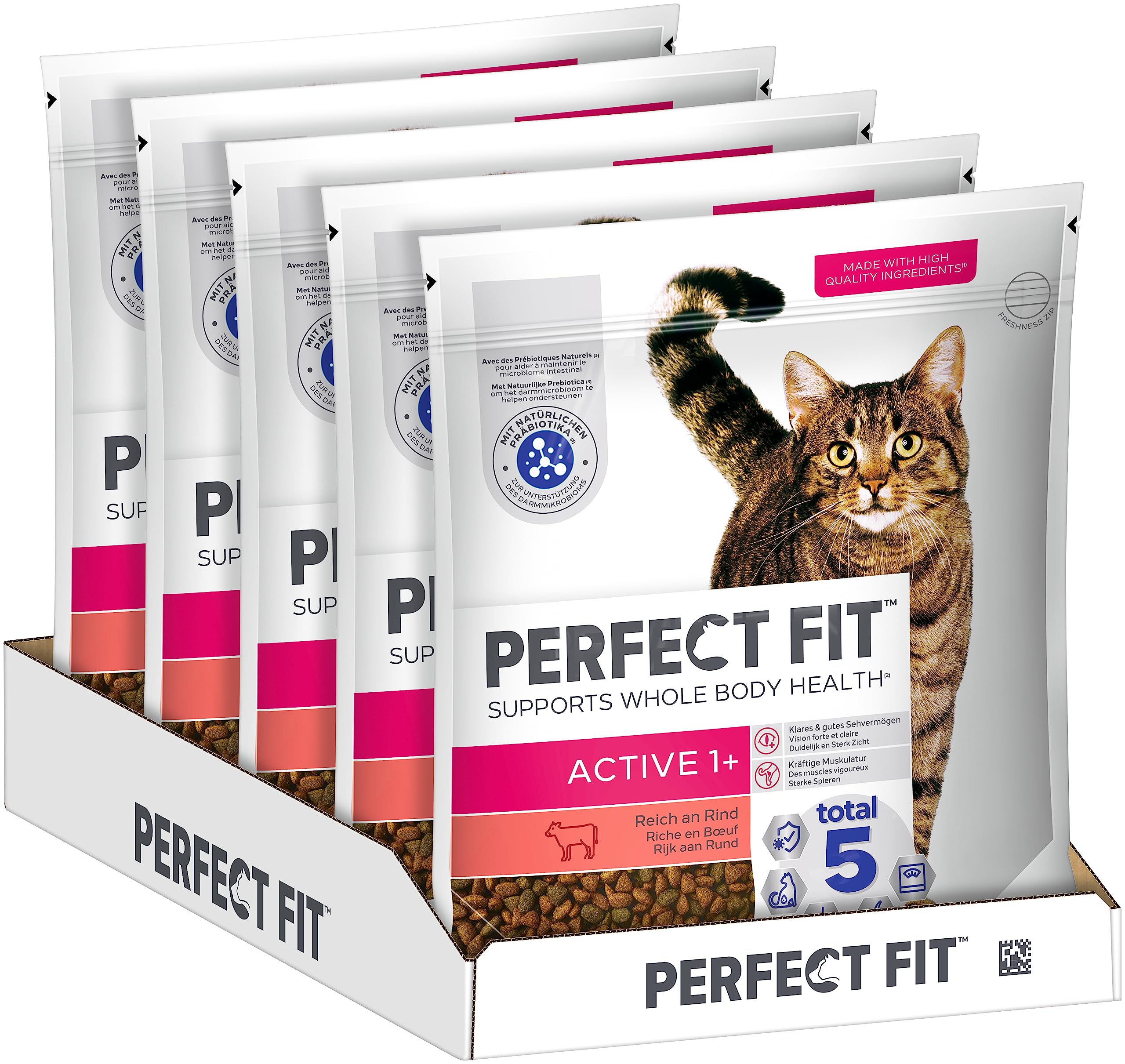 PERFECT FIT™ Katze Beutel Active 1+ mit Rind 5x1,4kg