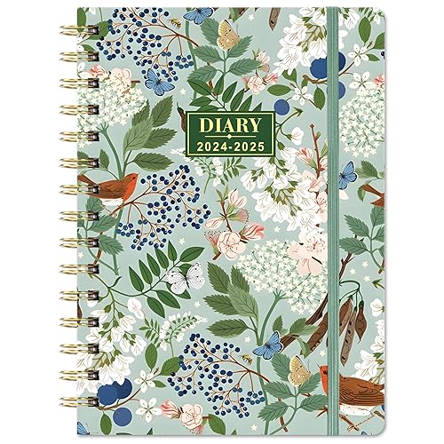 Academic Diary 2024-2025 - A5 Diary 2024-2025 Week to View, August 2024 - July 2025, 2024-2025 Diary with Strong Twin-Wire Binding, Hard Cover, Elastic Closure, Back Pocket, 21.5 x 15.5 x 1.5 cm
