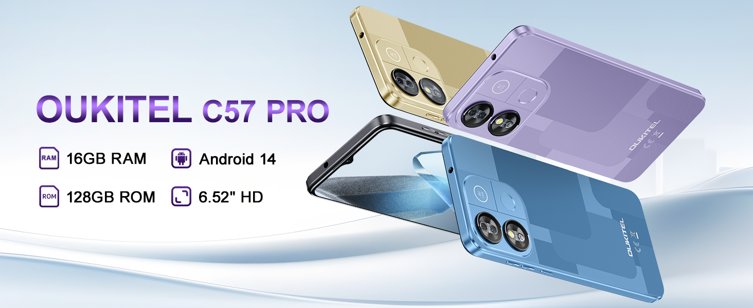OUKITEL C57 Pro SIM-Free & Unlocked Mobile Phones, 16GB+128GB/1TB