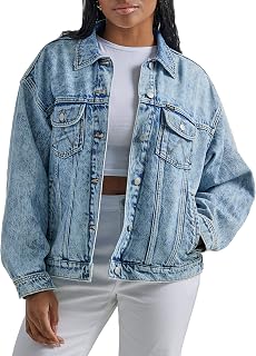 Wrangler Women's Relaxed Fit Girlfriend Denim Jacket - Eco-Friendly Recycled Cotton, Oversized Style for Layering