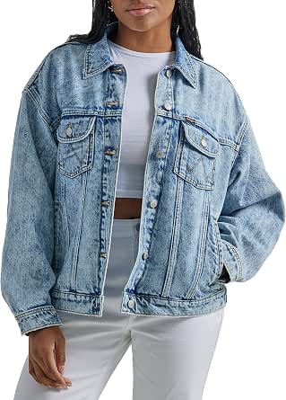 Wrangler Women's Relaxed Fit Girlfriend Denim Jacket