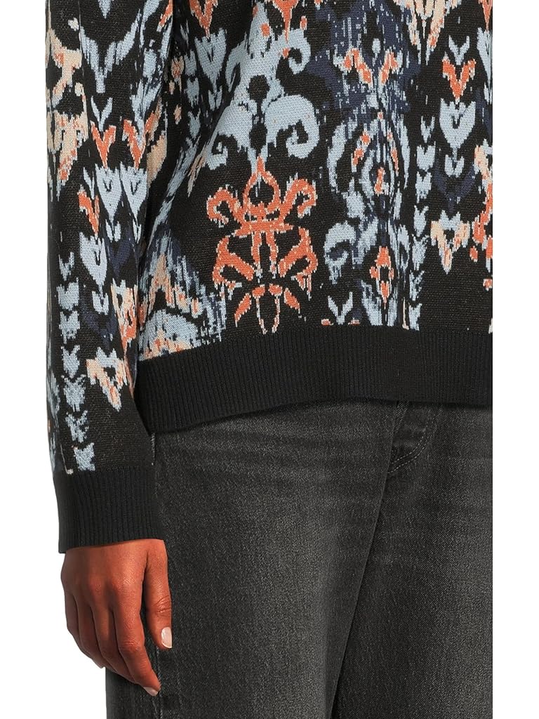 Blue Liverpool Los Angeles Long Sleeve Crew Neck Dropped Shoulder Jacquard Sweater