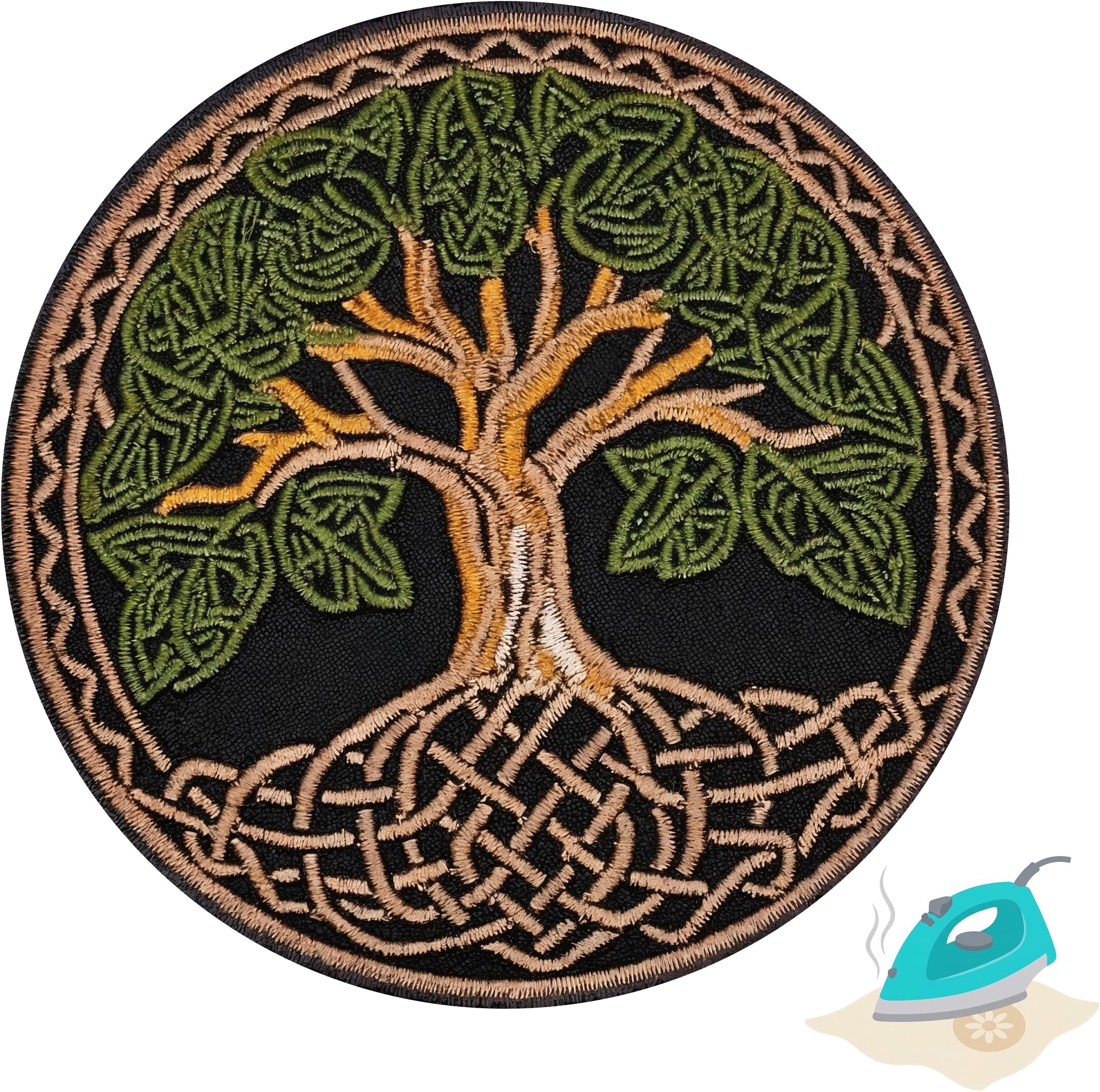 Celtic Tree of Life Iron On Patch 3.5" | 1-Pack Embroidered Sew On Patches for Clothing, Jeans, Jackets, Backpacks, Hoodies - Family Tree Applique - Embroidery Patch for Tote Bags, Dresses