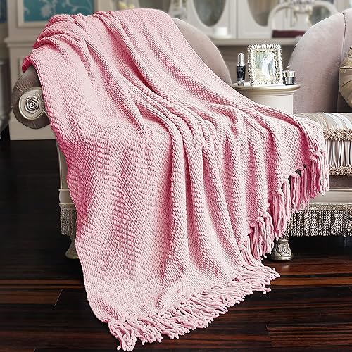 Miniatura 2 de Home Soft Things manta tejida de punto de tweed, Poliéster & Mezcla de poliéster, Rosa (Candy Pink), 50" x 60"