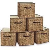 homyfort 12x12 Cube Storage Bins - Fabric Cubby Bins with Dual Handles, Collapsible Storage Organizer for Shelf, Closet, Nursery, Set of 6 （Not Rattan Weaving）