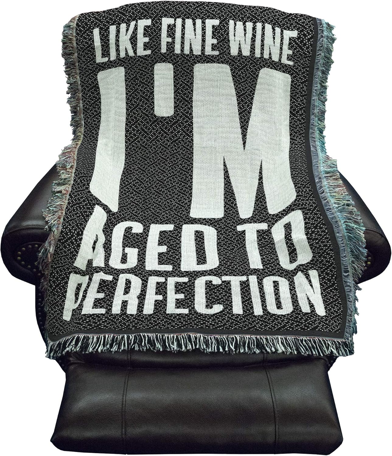 Pure Country Weavers Like Fine Wine Aged to Perfection Blanket Black - Gift Tapestry Throw for Back of Couch or Sofa - Woven from Cotton - Made in The USA (61x36)