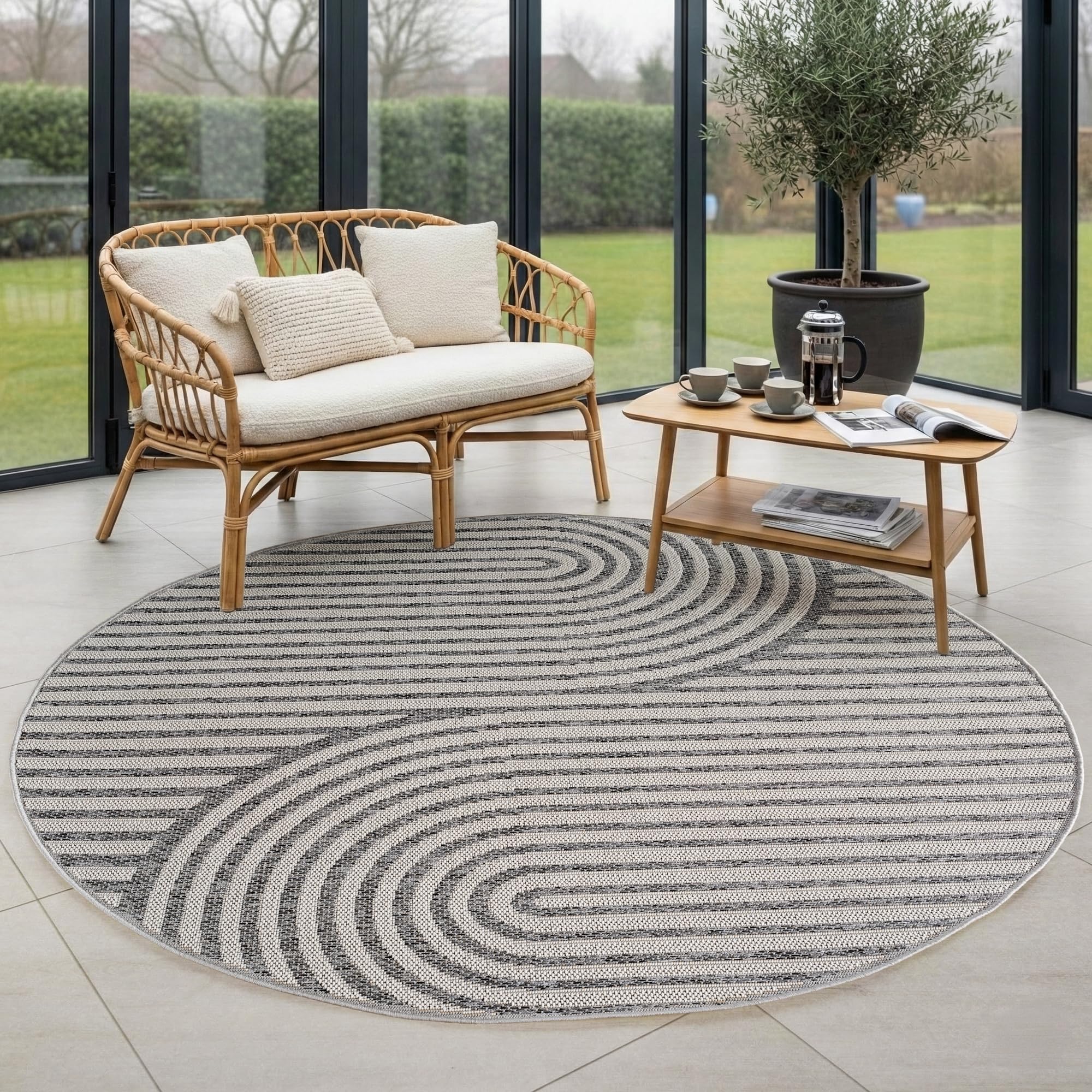 Carpettex Outdoor Teppich wetterfest Balkon, Terrasse, Garten Skandi Boho-Design
