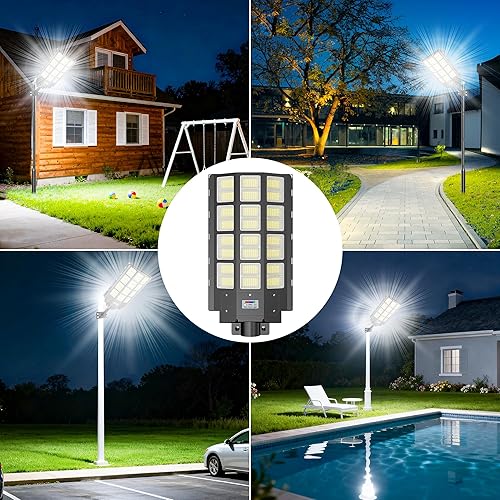 Miniatura 7 de Luz solar de calle para exteriores, impermeable, luces de estacionamiento comercial, sensor de movimiento, 8200 W, reflector LED del anochecer al