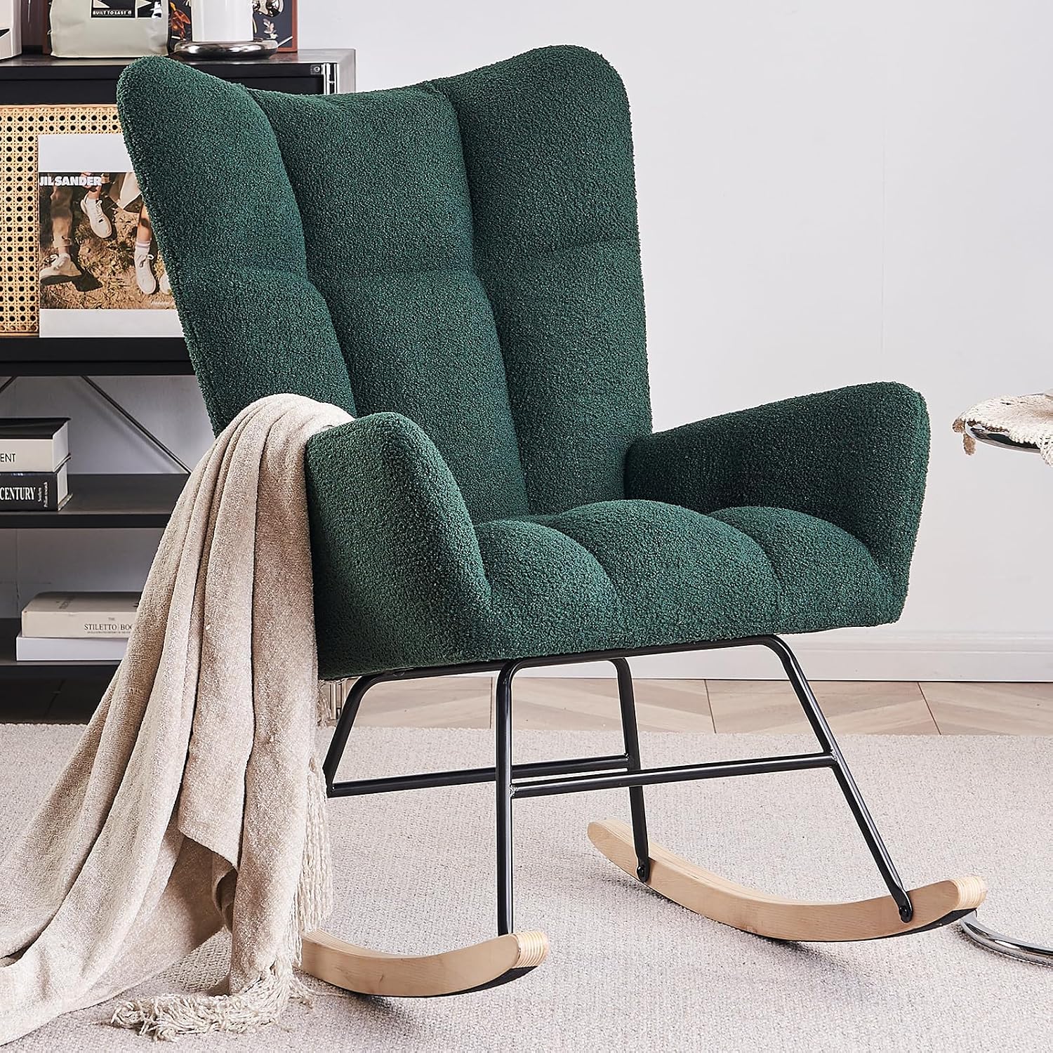 Amazon.com: LETESA Nursery Rocking Chair, Teddy Upholstered Glider ...