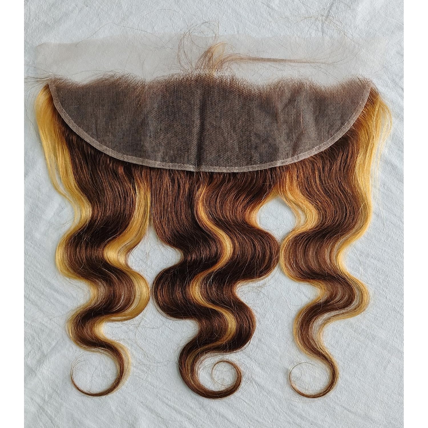 4/27 Closure Honey Blonde Highlight Body Wave 13x4 HD Transparent Lace Frontal Ombre Colored Human Hair Wavy 12A Brazilian Virgin Hair Ear to Ear 13x4 Lace Frontal Closure 12 Inch