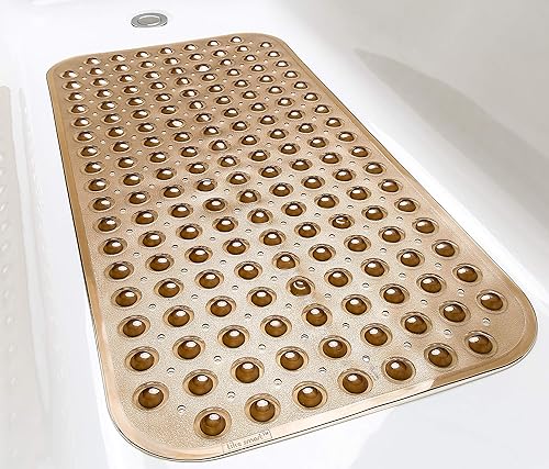 Miniatura 112 de Tapete grande antideslizante para bañera y ducha de 31 x 16 pulgadas (solo bañeras suaves/sin textura), seguro, limpio, lavable a máquina, agarre y