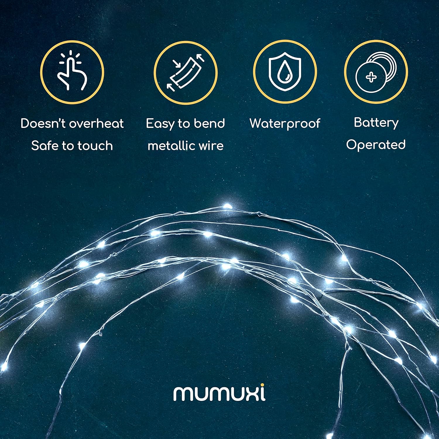 MUMUXI Battery Operated 16 Pack of Copper Wire LED Fairy Lights, 10ft Cool White, Easy to Shape, Waterproof, Indoor/Outdoor Use image 3