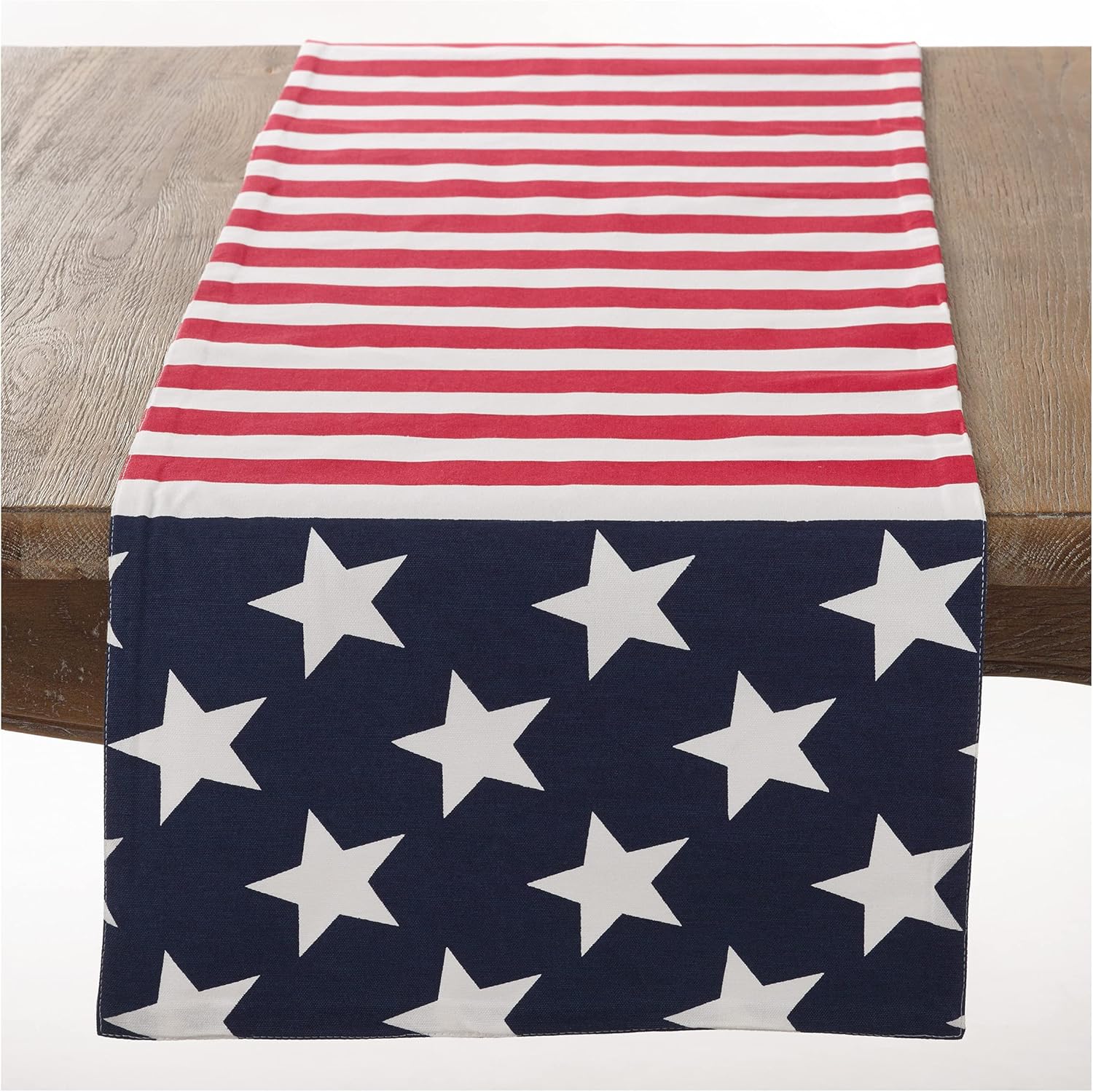 Red, White & Blue 100% Cotton American Flag Design Table Runner, 16" X 120"