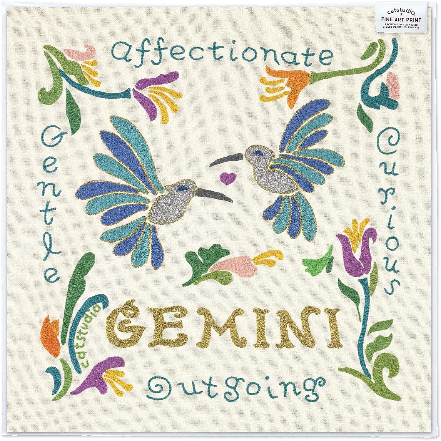 Catstudio Gemini Astrology Fine Art Print - 8x8 | Zodiac Inspired Gallery Wall Art